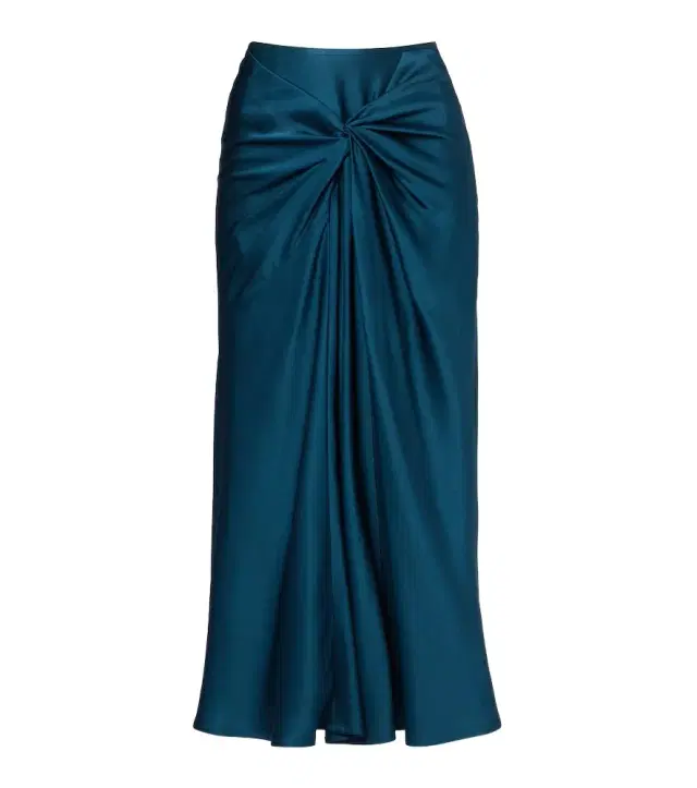 Dries Van Noten Gathered satin midi skirt