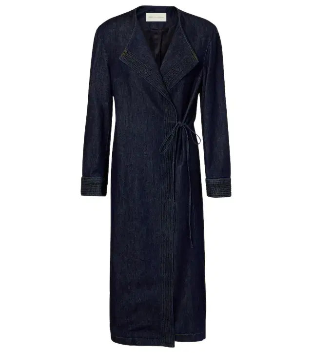Dries Van Noten Denim wrap coat