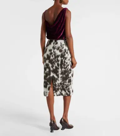 Dries Van Noten Printed wool-blend midi skirt | Thumbnail 3