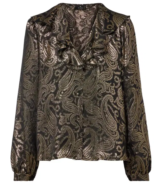 Etro Paisley ruffled silk-blend blouse
