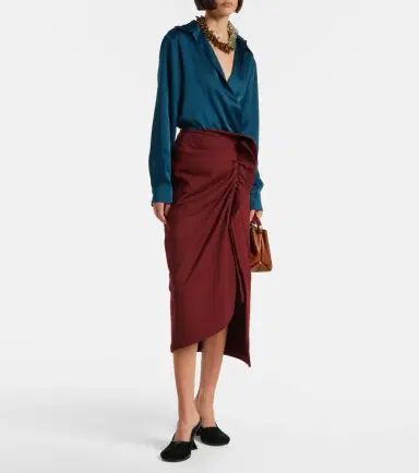 Dries Van Noten Ruffled cotton midi skirt | Thumbnail 4