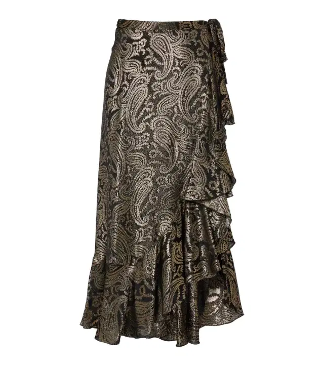 Etro Paisley ruffled silk-blend midi skirt