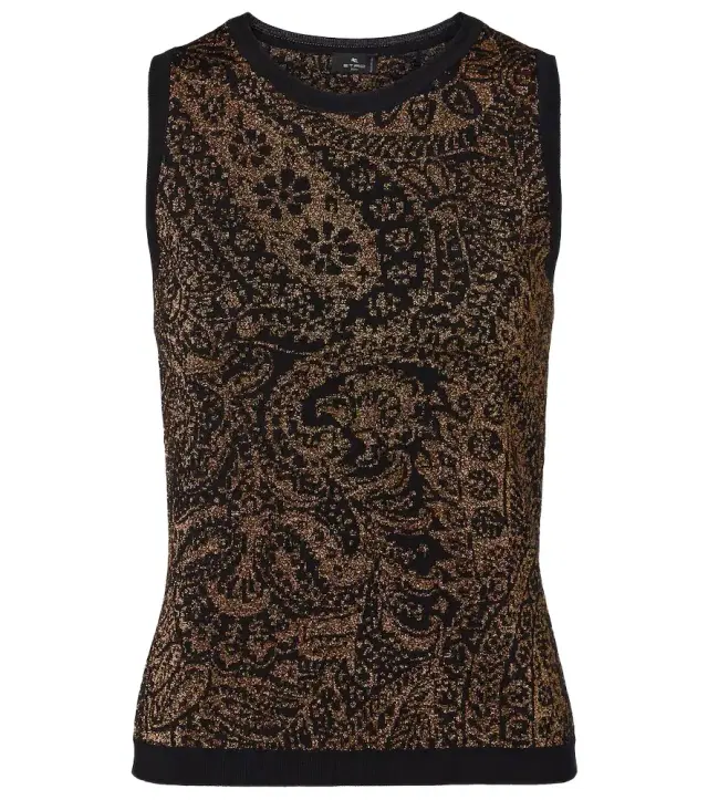 Etro Paisley wool-blend lamé tank top