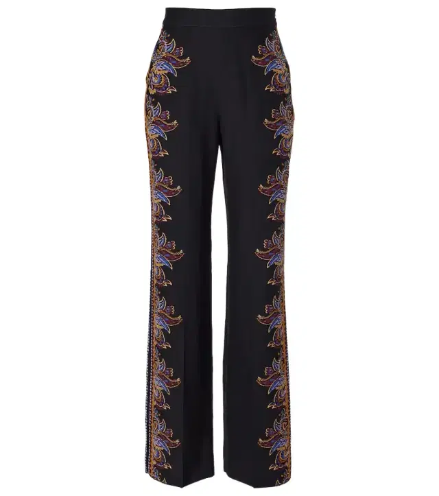 Etro Paisley silk wide-leg pants