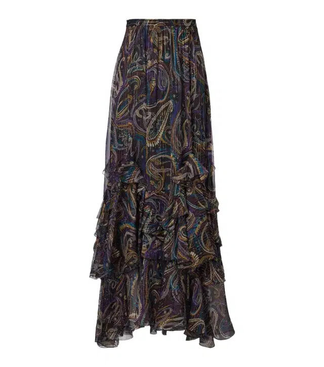 Etro Paisley plissé silk-blend maxi skirt