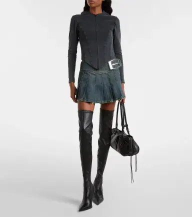 Balenciaga Pleated denim miniskirt | Thumbnail 3 Balenciaga Pleated denim miniskirt | Thumbnail 3