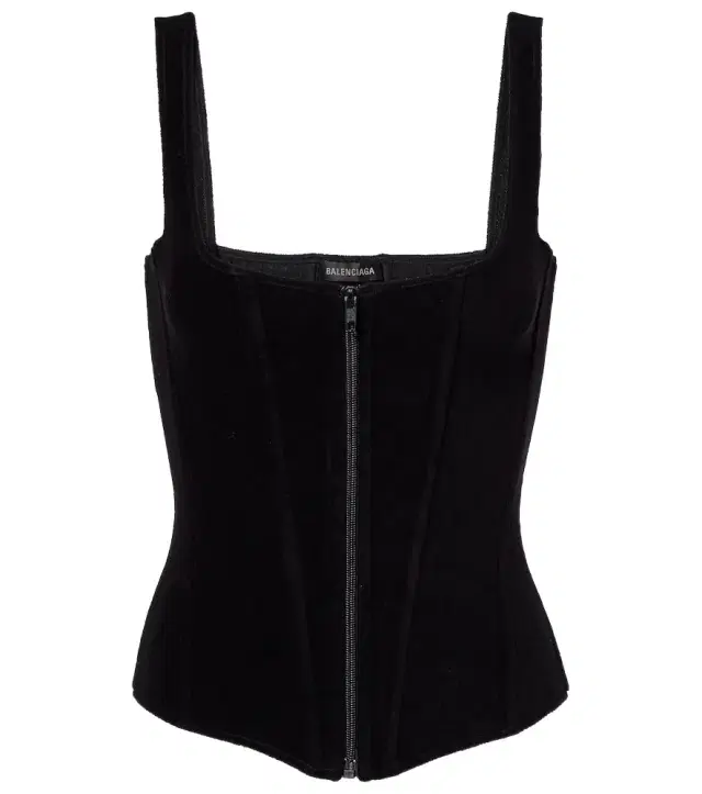 Cotton-blend velvet corset top
