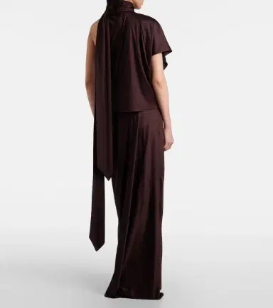 Dries Van Noten Scarf-detail draped satin top | Thumbnail 3