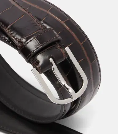 TOTEME Slim croc-effect leather belt | Thumbnail 2