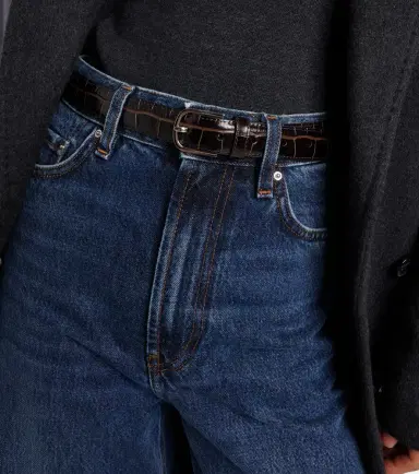 TOTEME Slim croc-effect leather belt | Thumbnail 3