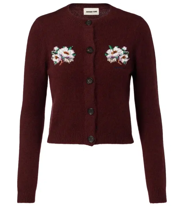 Shushu/Tong Beaded cashmere and cotton cardigan