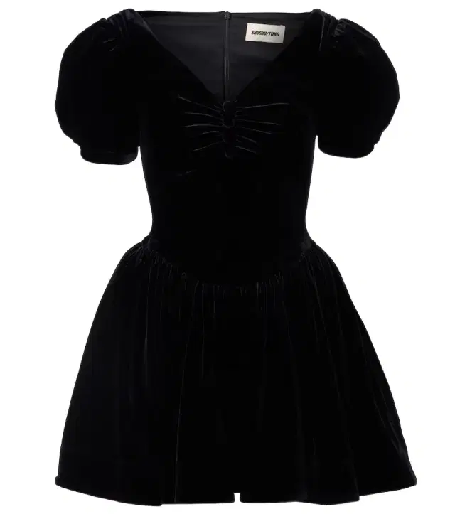 Shushu/Tong Puff-sleeve velvet minidress