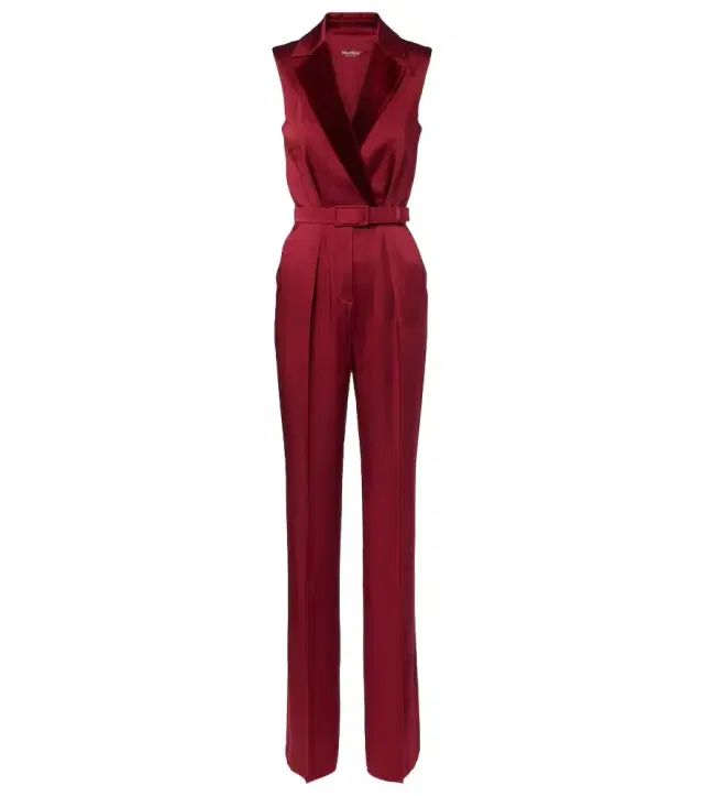 Max Mara Scalata velvet-trimmed satin jumpsuit