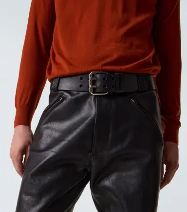 Saint Laurent Belted leather straight pants | Thumbnail 4