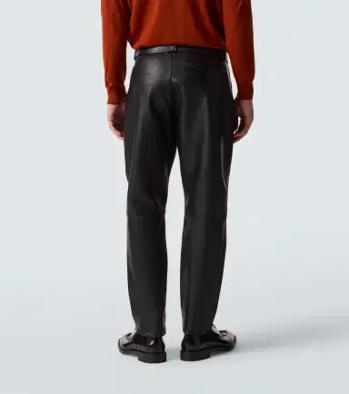 Saint Laurent Belted leather straight pants | Thumbnail 5