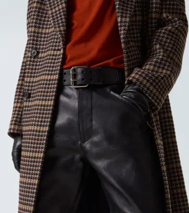 Saint Laurent Belted leather straight pants | Thumbnail 6