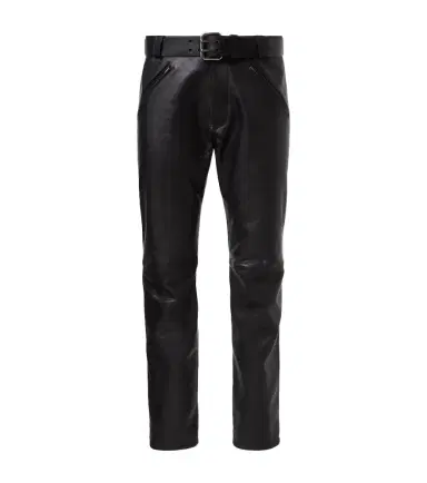 Saint Laurent Belted leather straight pants | Thumbnail 1