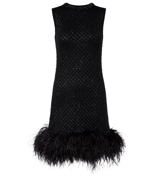 Max Mara Novara feather-trimmed minidress