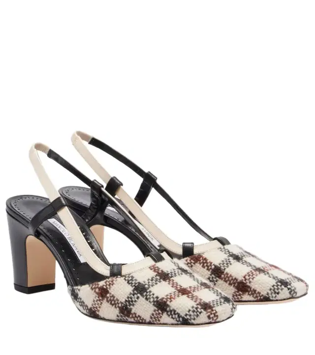 Manolo Blahnik Vestal checked slingback pumps