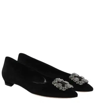 Manolo Blahnik Hangisi embellished velvet ballet flats | Thumbnail 1 Manolo Blahnik Hangisi embellished velvet ballet flats | Thumbnail 1