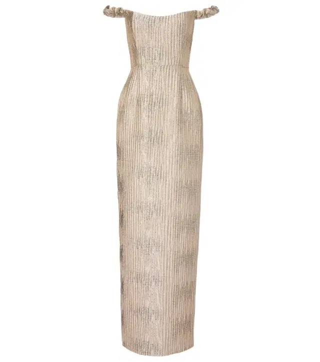Markarian Yolanda off-shoulder brocade gown