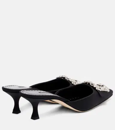 Manolo Blahnik Maysale Jewel 50 crêpe de chine mules | Thumbnail 3 Manolo Blahnik Maysale Jewel 50 crêpe de chine mules | Thumbnail 3