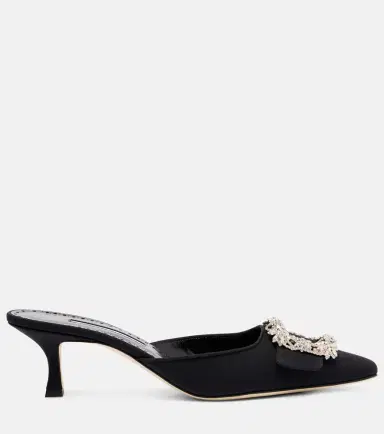 Manolo Blahnik Maysale Jewel 50 crêpe de chine mules | Thumbnail 4 Manolo Blahnik Maysale Jewel 50 crêpe de chine mules | Thumbnail 4