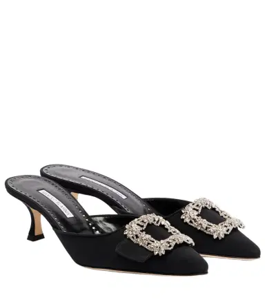 Manolo Blahnik Maysale Jewel 50 crêpe de chine mules | Thumbnail 1 Manolo Blahnik Maysale Jewel 50 crêpe de chine mules | Thumbnail 1