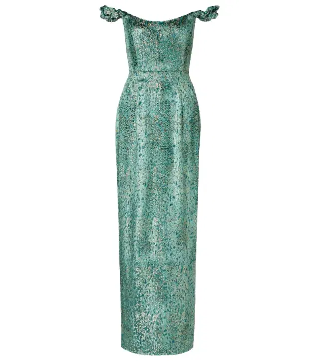 Markarian Yolanda off-shoulder brocade gown