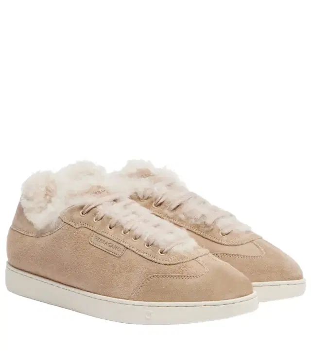 Ferragamo Shearling-lined suede sneakers