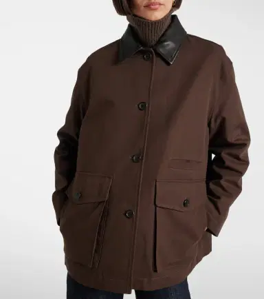 Nili Lotan Leather-trimmed cotton jacket | Thumbnail 2