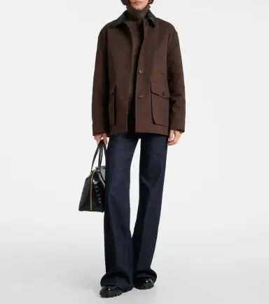 Nili Lotan Leather-trimmed cotton jacket | Thumbnail 3
