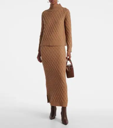 Max Mara Po knitted camel hair maxi skirt | Thumbnail 3