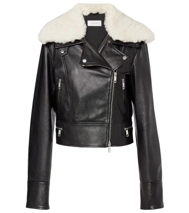 Sportmax Toscana shearling-trimmed leather jacket