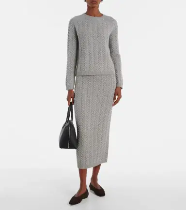 'S Max Mara Cable-knit wool and cashmere pencil skirt | Thumbnail 3