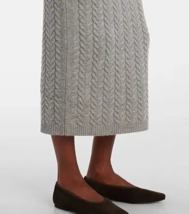 'S Max Mara Cable-knit wool and cashmere pencil skirt | Thumbnail 5