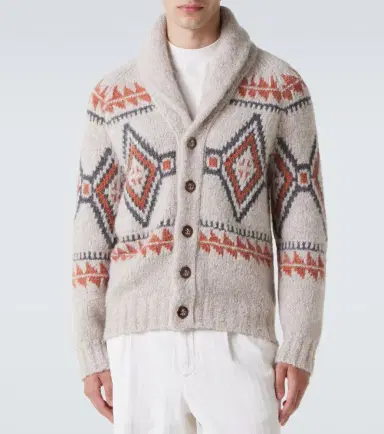 Brunello Cucinelli Jacquard wool-blend cardigan | Thumbnail 6