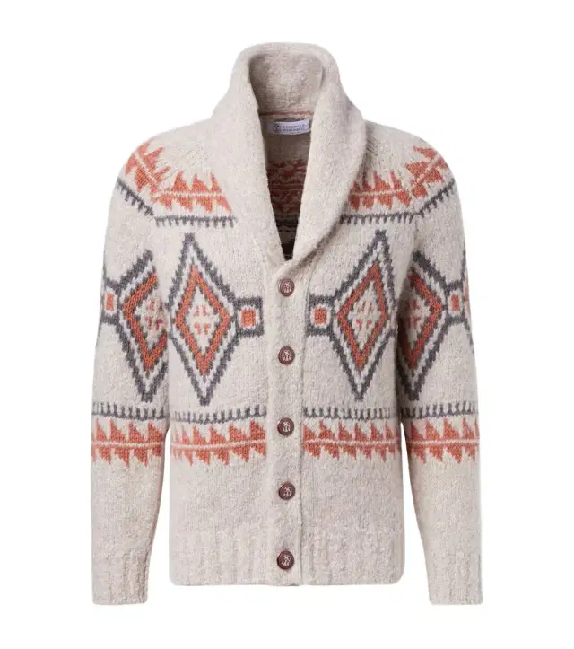 Jacquard wool-blend cardigan