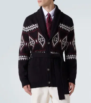 Brunello Cucinelli Jacquard wool, silk, and cashmere cardigan | Thumbnail 4 Brunello Cucinelli Jacquard wool, silk, and cashmere cardigan | Thumbnail 4