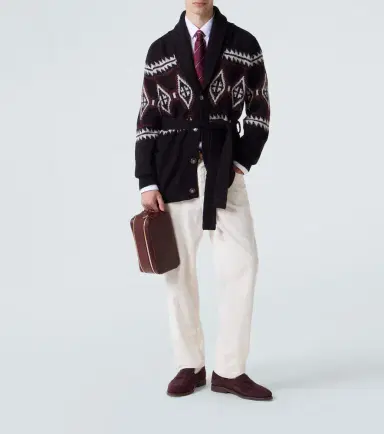 Brunello Cucinelli Jacquard wool, silk, and cashmere cardigan | Thumbnail 6 Brunello Cucinelli Jacquard wool, silk, and cashmere cardigan | Thumbnail 6