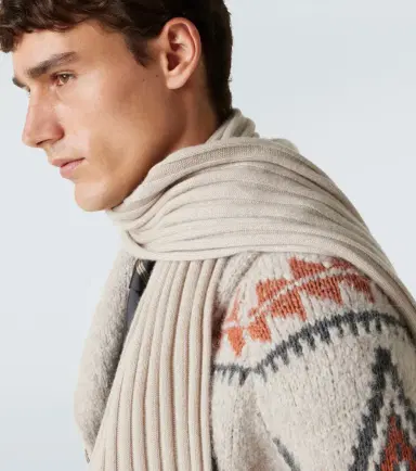 Brunello Cucinelli Ribbed-knit cashmere scarf | Thumbnail 4