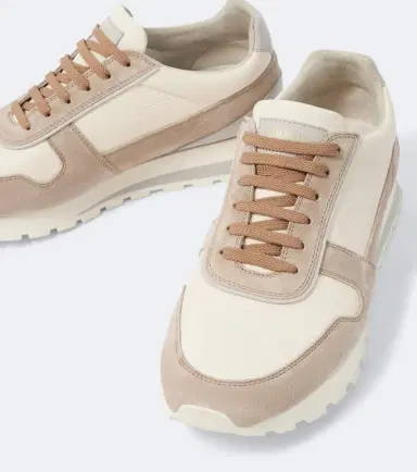 Brunello Cucinelli Suede-trimmed leather sneakers | Thumbnail 3 Brunello Cucinelli Suede-trimmed leather sneakers | Thumbnail 3