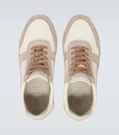 Brunello Cucinelli Suede-trimmed leather sneakers | Thumbnail 4 Brunello Cucinelli Suede-trimmed leather sneakers | Thumbnail 4
