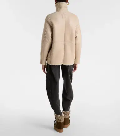 Isabel Marant Adelina shearling-trimmed leather jacket | Thumbnail 4
