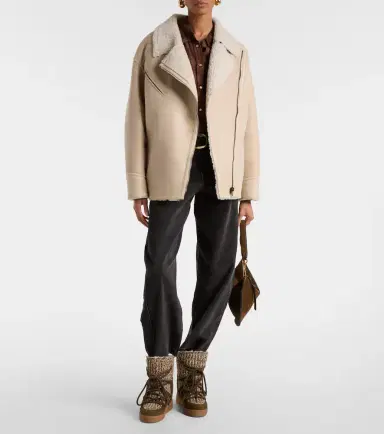 Isabel Marant Adelina shearling-trimmed leather jacket | Thumbnail 5