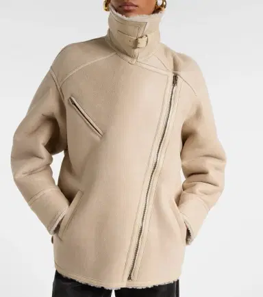 Isabel Marant Adelina shearling-trimmed leather jacket | Thumbnail 6