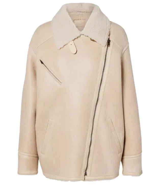 Isabel Marant Adelina shearling-trimmed leather jacket