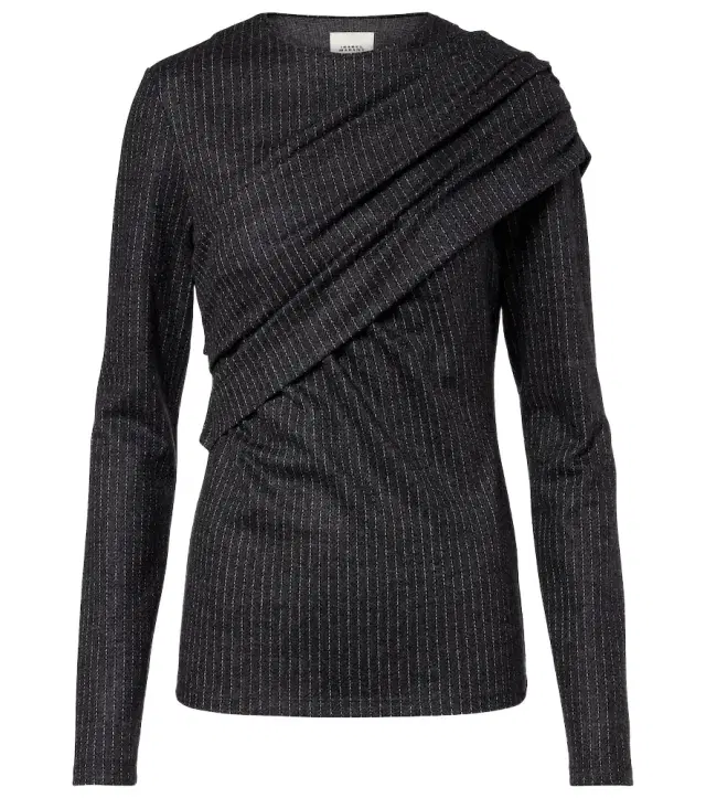 Isabel Marant Asna chalk stripe wool and cotton top