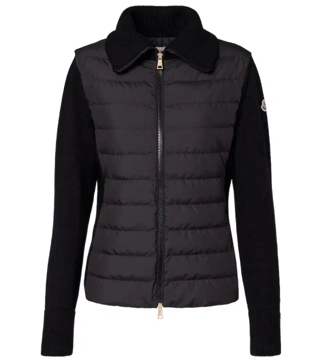 Down-paneled virgin wool cardigan