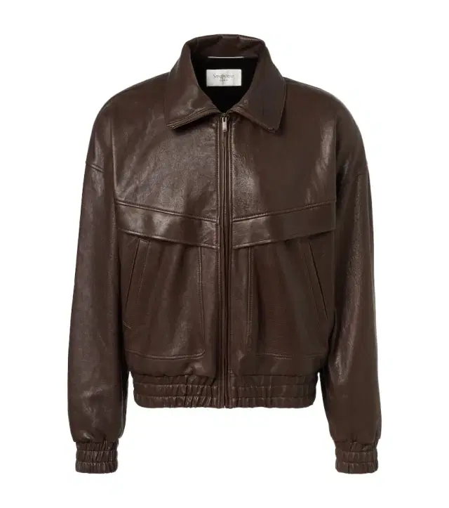 Leather bomber jacket